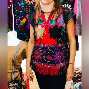 Vintage Zinacantan Poncho Tassels 1993. Mayan. Chiapas Mexico, hand woven